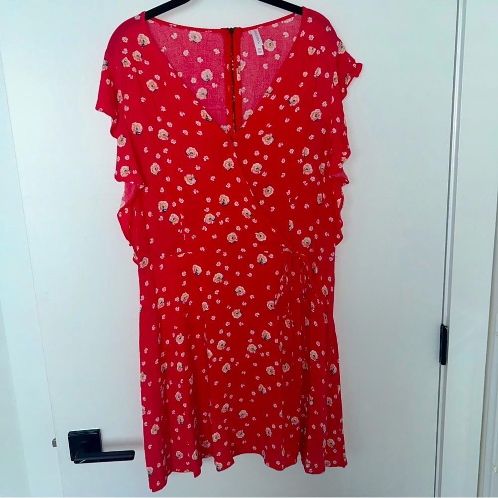 XXL faux floral wrap dress